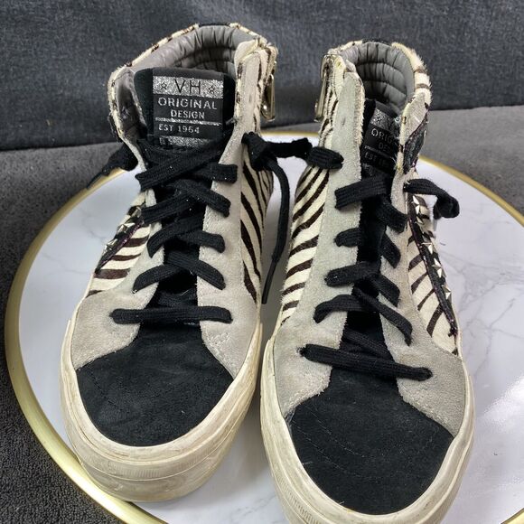 Vintage Havana High Top Gladice Zebra Stud Pink Sneakers Women’s 8 Zipper LaceUp - Picture 15 of 15